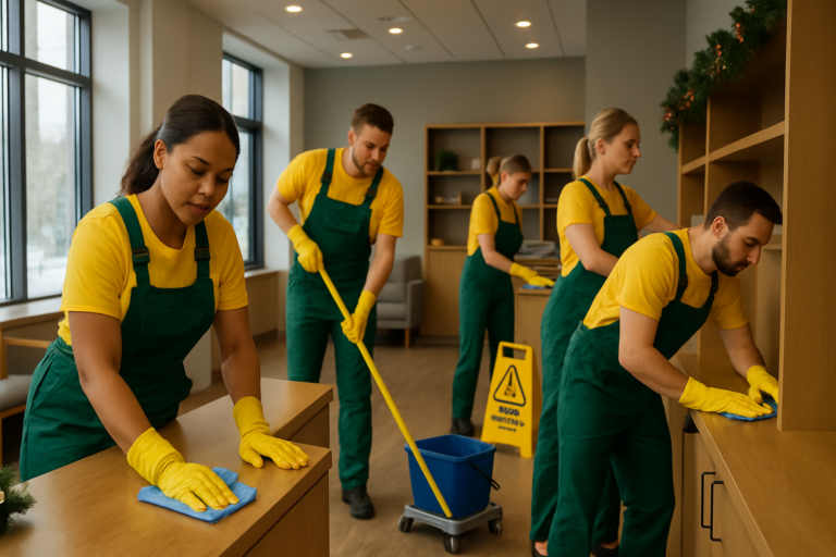 Commercial cleaning crew resetting a Maine business after July 4th holiday weekend