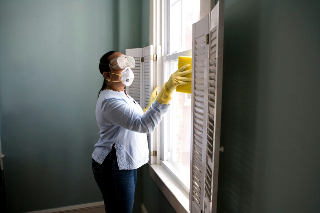 Commercial cleaning crew deep-cleaning a Maine office in late summer before fall season